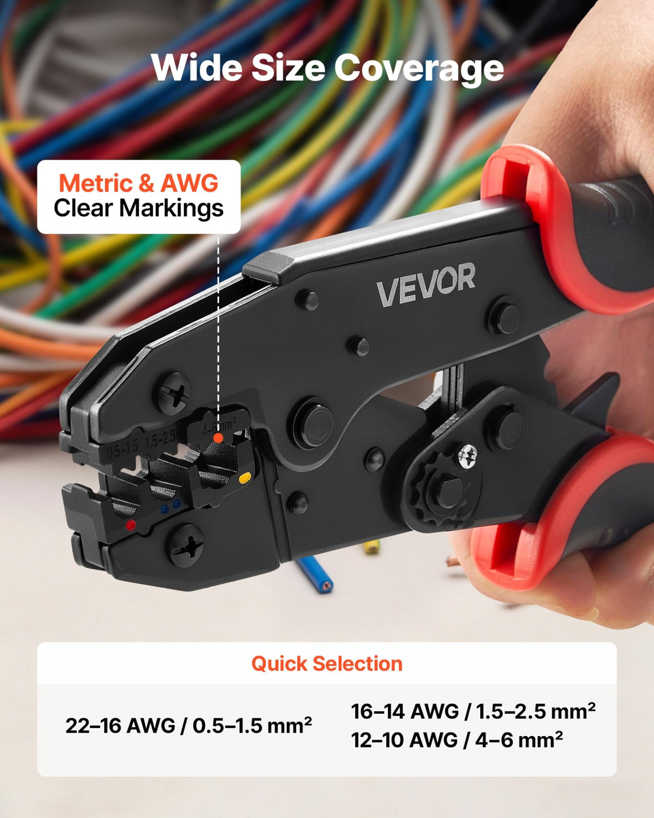 22-10 AWG Ratcheting Wire Crimping Tool Electrical Terminal Pliers