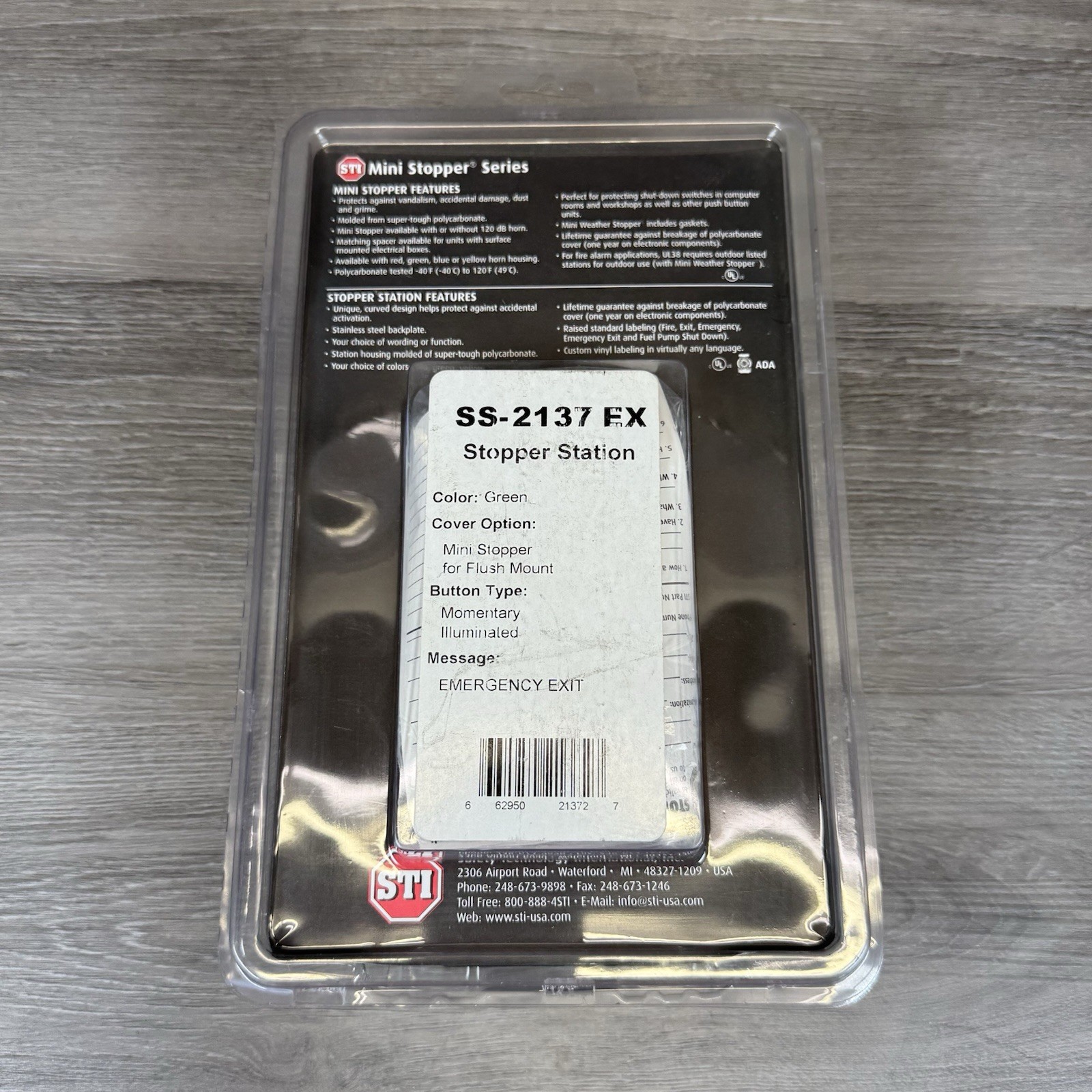 STI SS2137EX Stopper Station with Mini Stopper EMERGENCY Exit