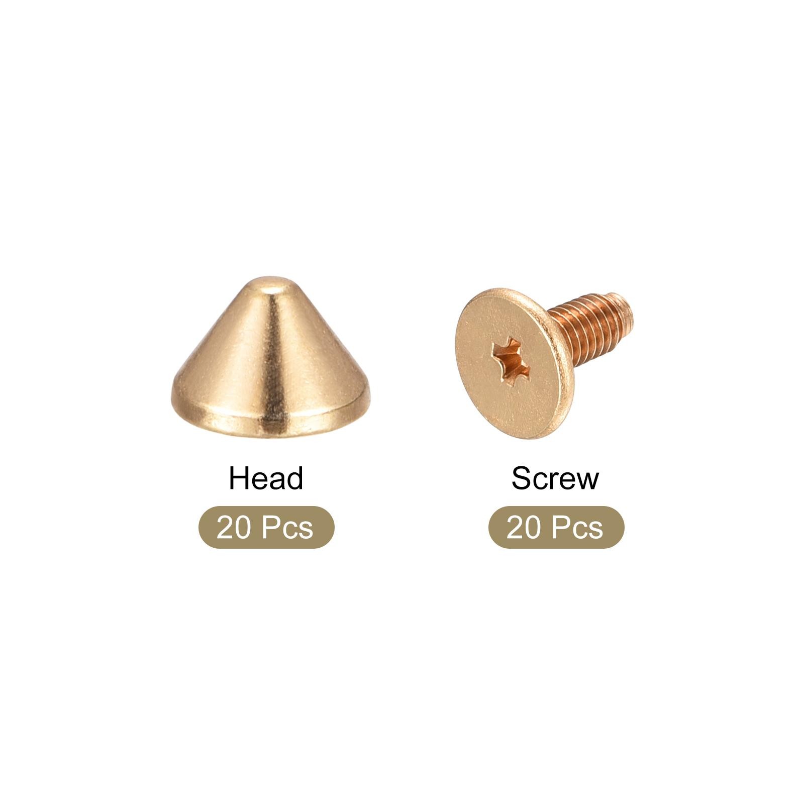 9x6mm Screw Back Rivets, 20 Sets Solid Leather Studs for DIY Gold Tone
