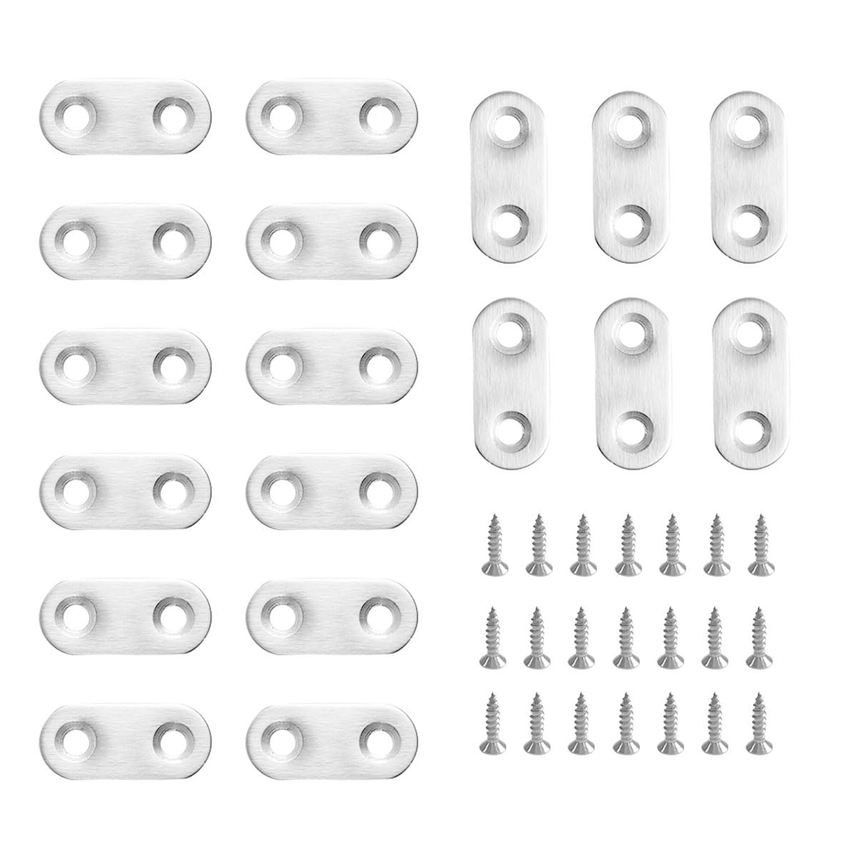 20 Pack Straight Brace, Flat Bracket with Screws,Stainless Silver