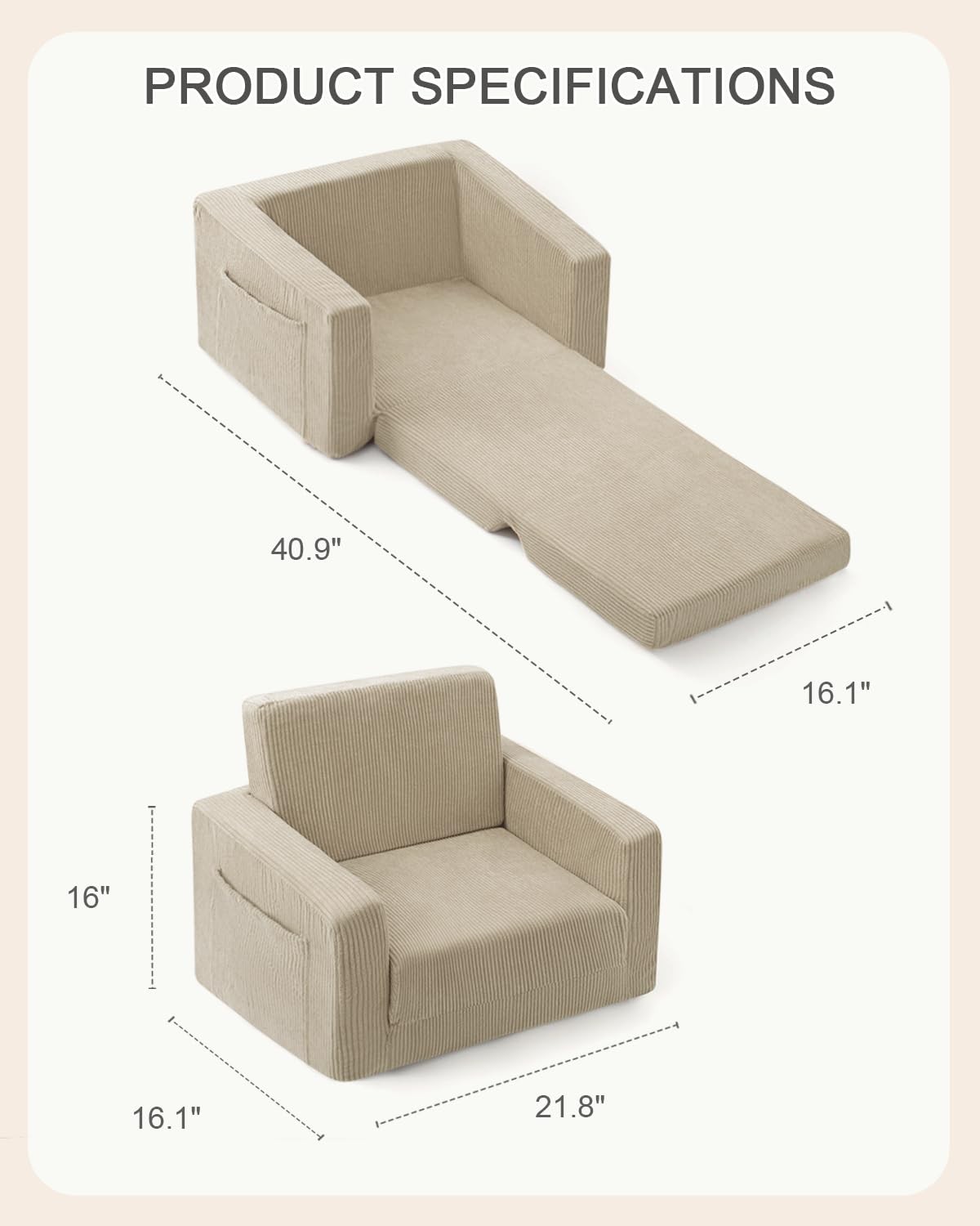 Toddle & Kids Chair,2-in-1 Soft Toddler Couches That Fold Out,Toddler Chairs ...