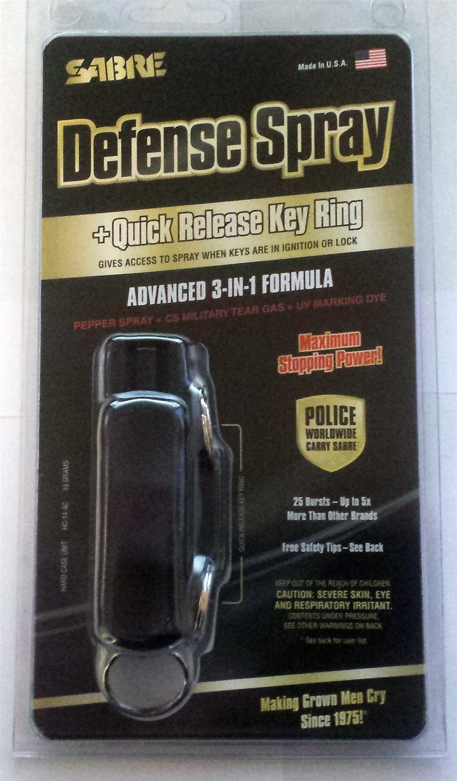 BLACK Sabre Red Keychain Pepper Spray Hard Case Self Defense Protection