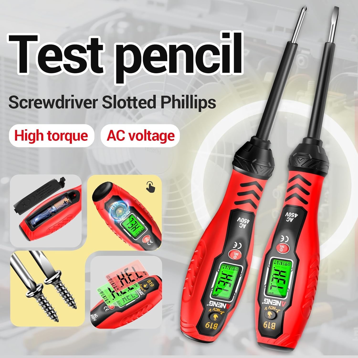 Voltage Tester with Screwdriver Electrical Tester Tool Non Contact Voltage De...