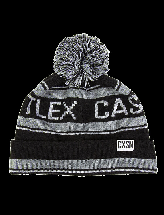 CASTLE X ADULT RAVE POM BEANIE HAT - Snowmobile -Gray / Black -  ONE SIZE  - NEW