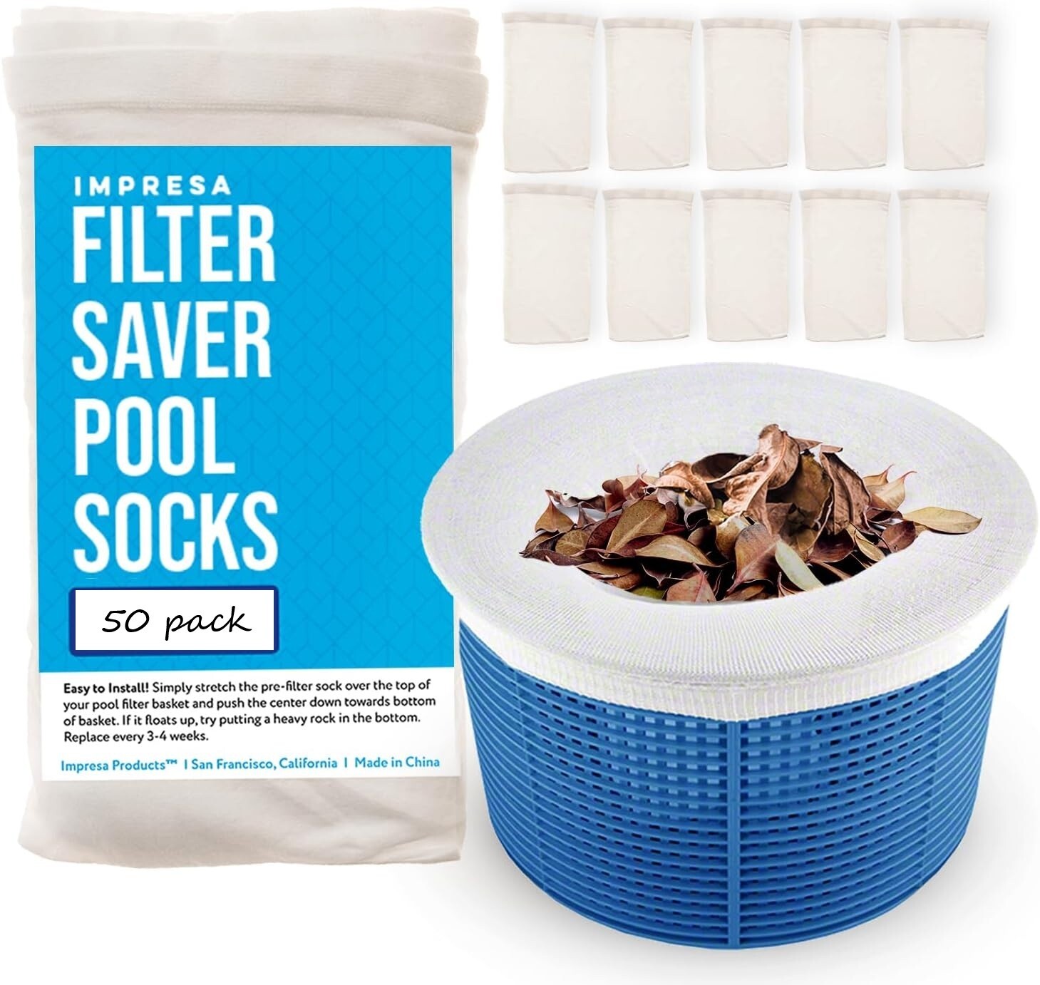 50 Pack Pool Spa Skimmer Basket Pre-Filter Saver Bag Fine Mesh Screen Socks