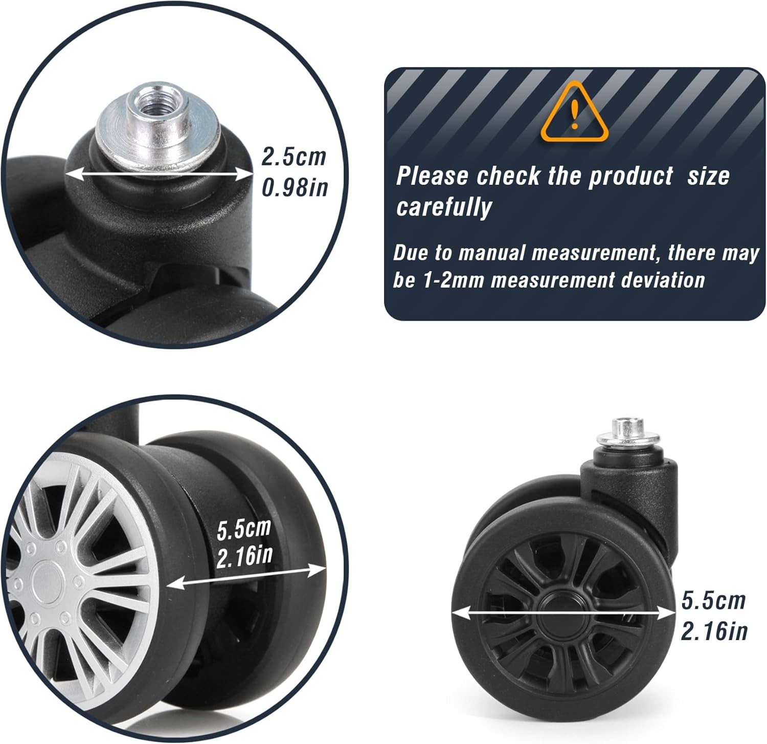 Zoofen Luggage Wheels Replacement 4 pcs Suitcase Wheels...