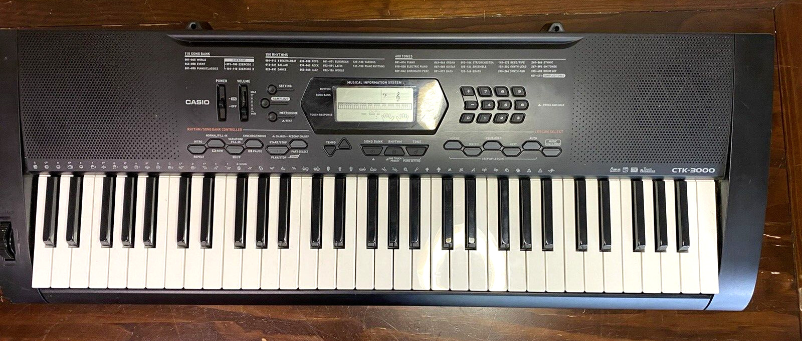 CASIO CTK-3000 61 Key Digital Keyboard WORKS NO AC ADAPTER BLACK BATTERY GUC