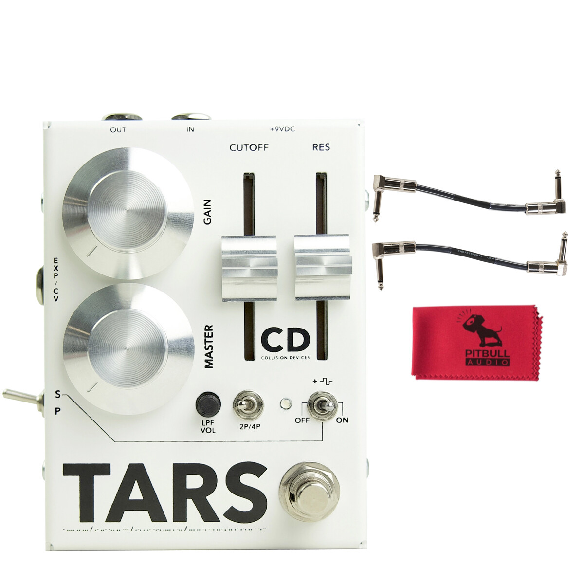 Collision Devices TARS Fuzz Filter Pedal, Silver White w/ Cables & Cloth