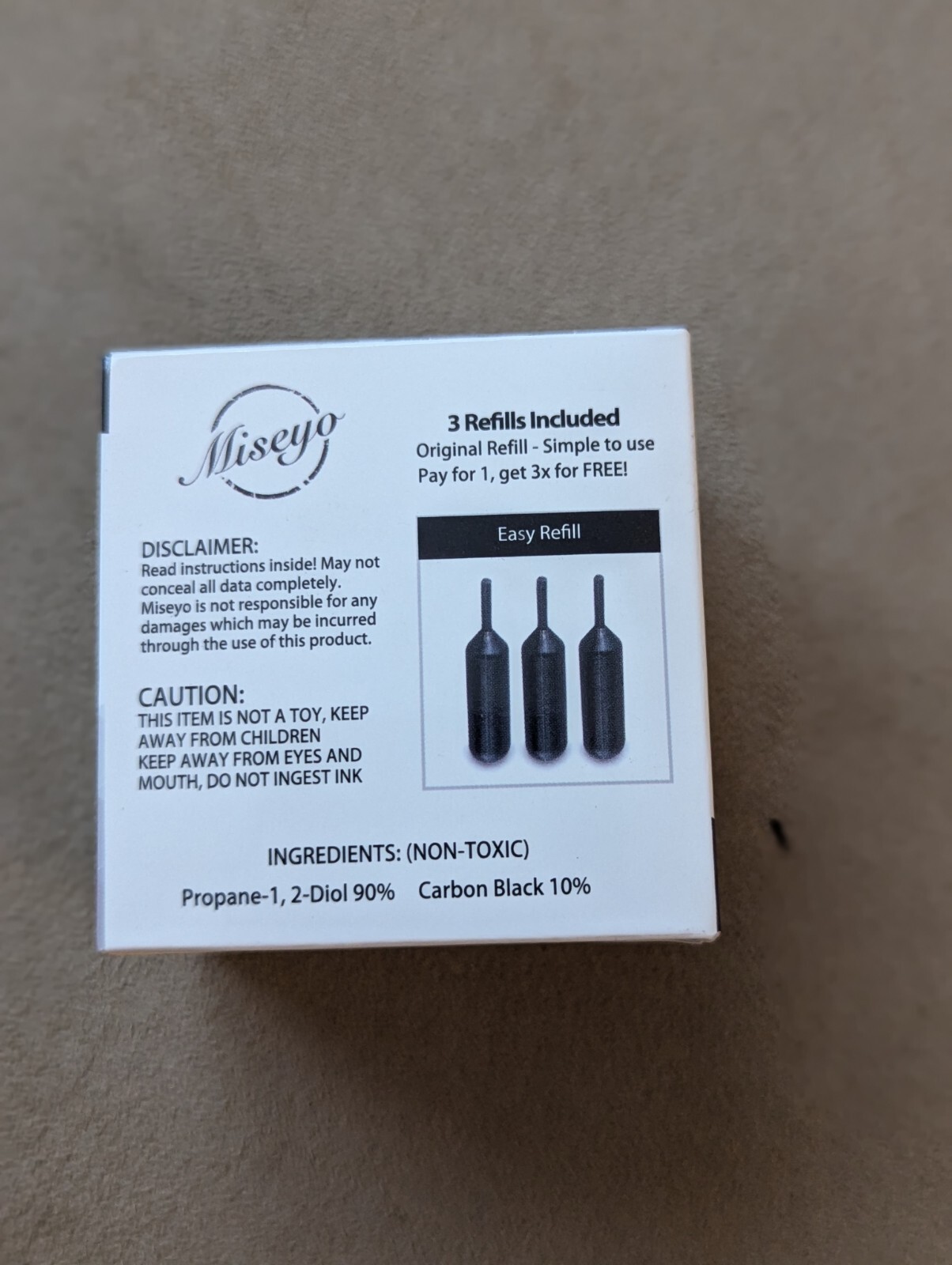 Miseyo I. D. Protection roller stamp with 3 refills and instructions
