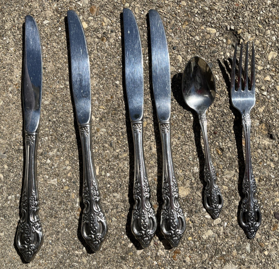 Lot of (6) SSS by Oneida Renoir Pembrooke Flatware Spoon Fork and Knives