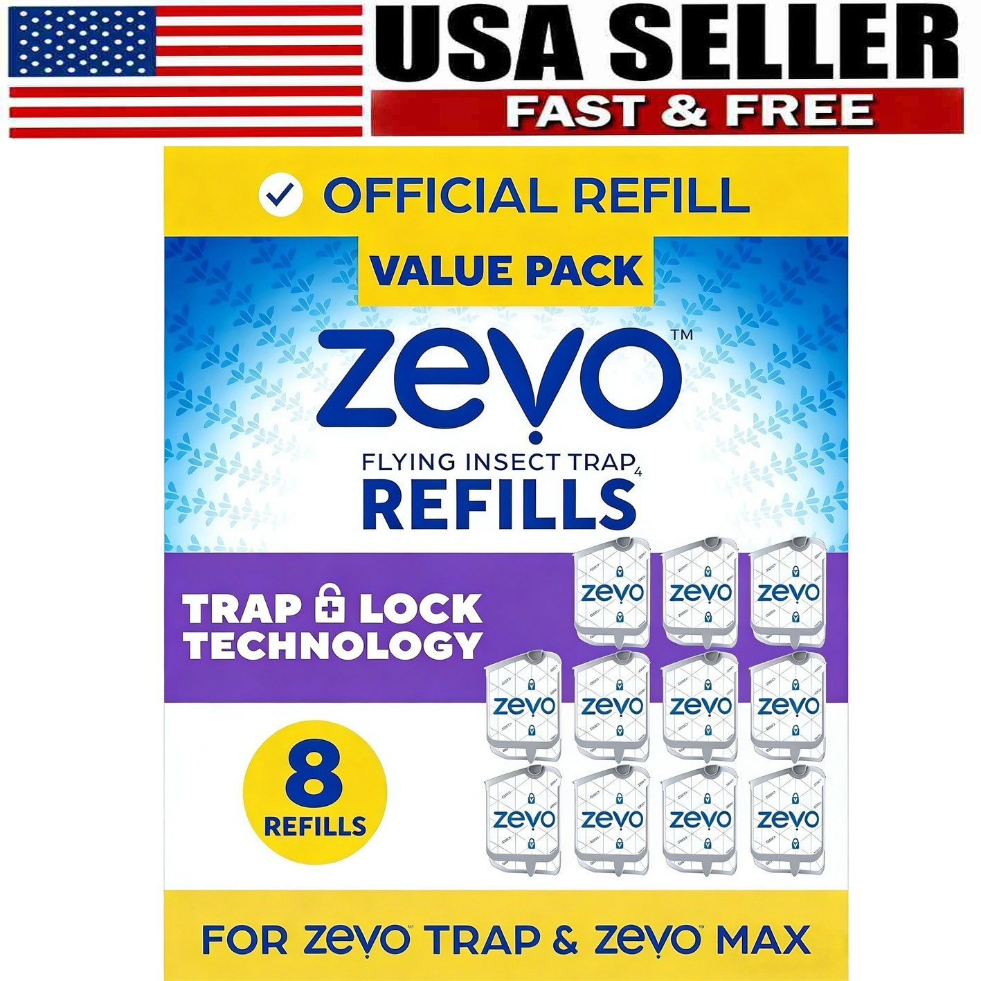 (8 Refill Cartridges) Zevo Flying Insect Trap Refill Cartridges -Easy to Use
