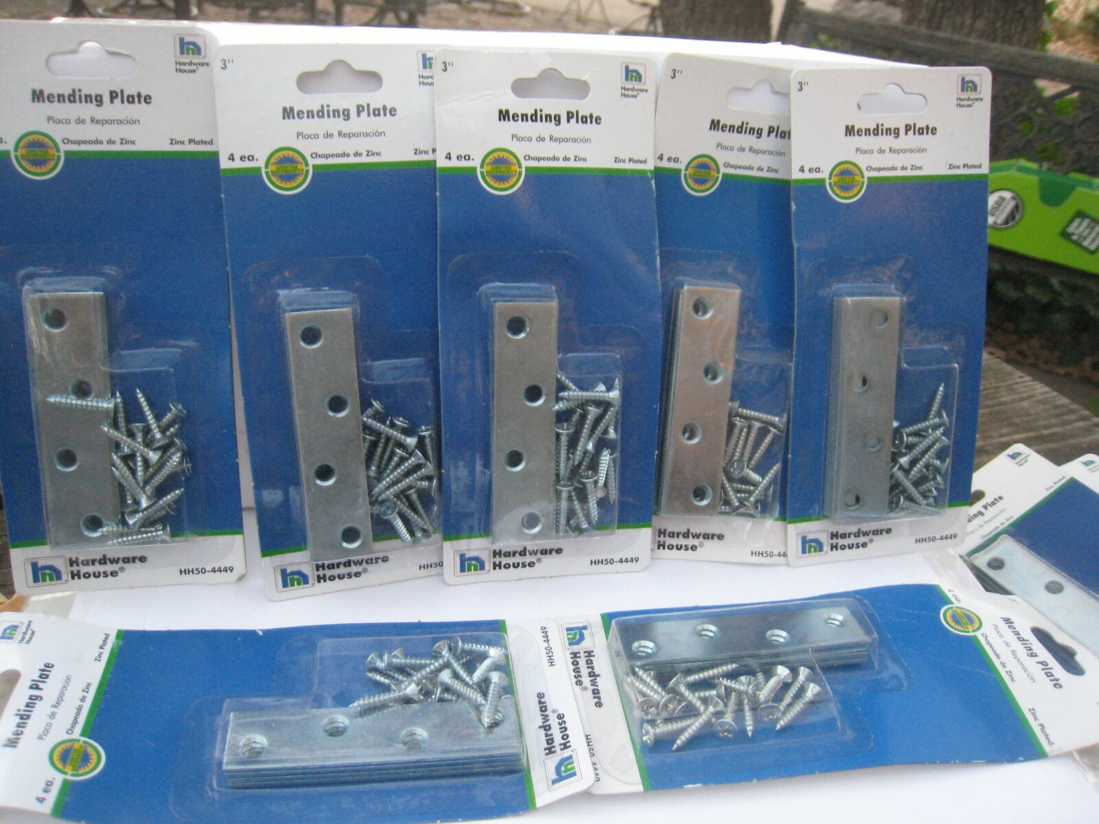 Lot of (28) yes 7 packs of 4  Hardware House  Zinc Plated 3 inch Mending Plates