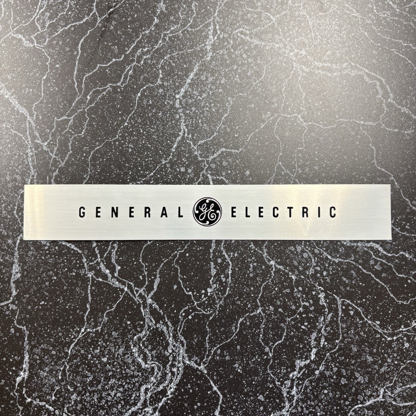Vintage General Electric GE Aluminum Name Plate Made In USA 13"x2" NICE!