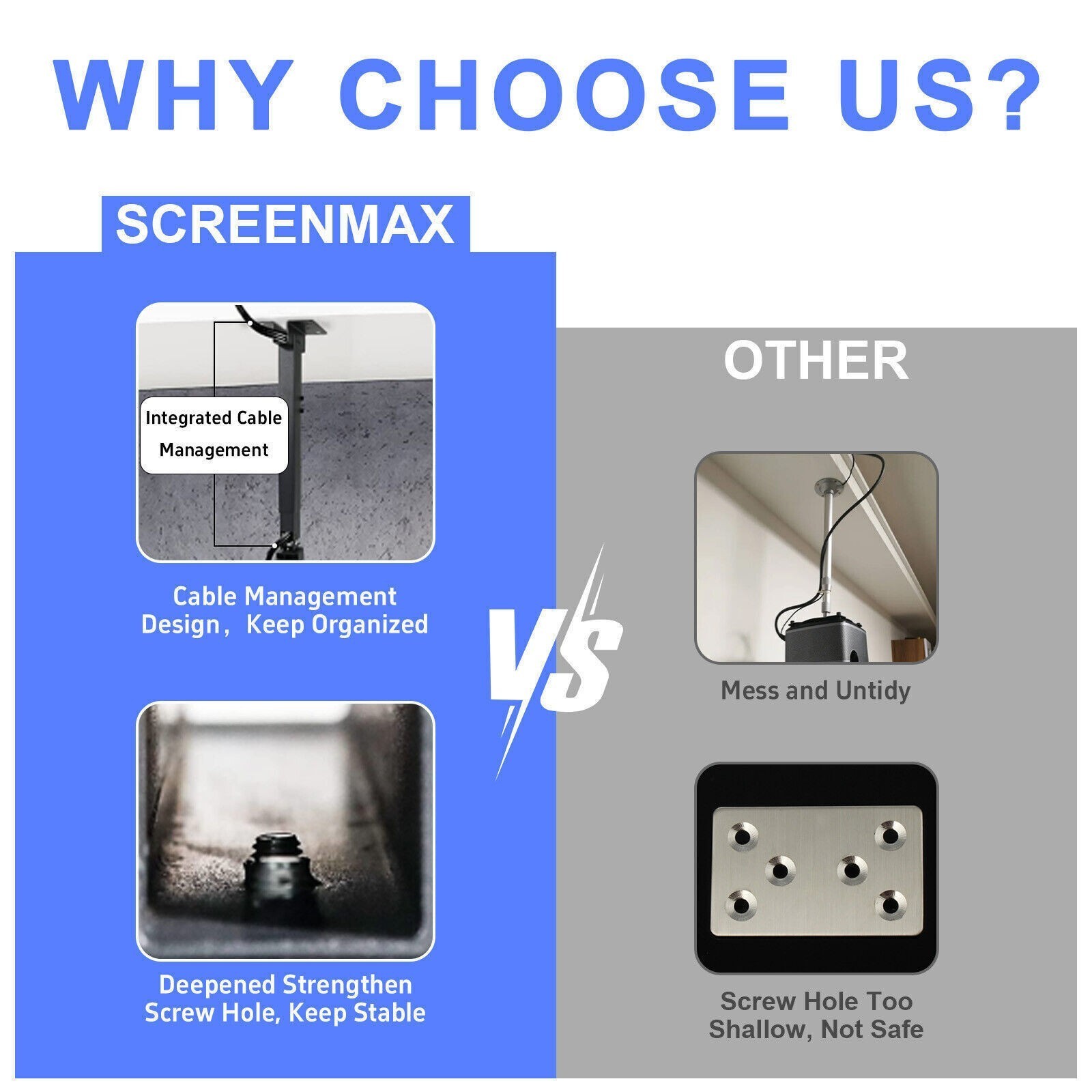 3in1 Projector Ceiling Mount Wall Bracket Holder Universal Fits Flat or Sloped