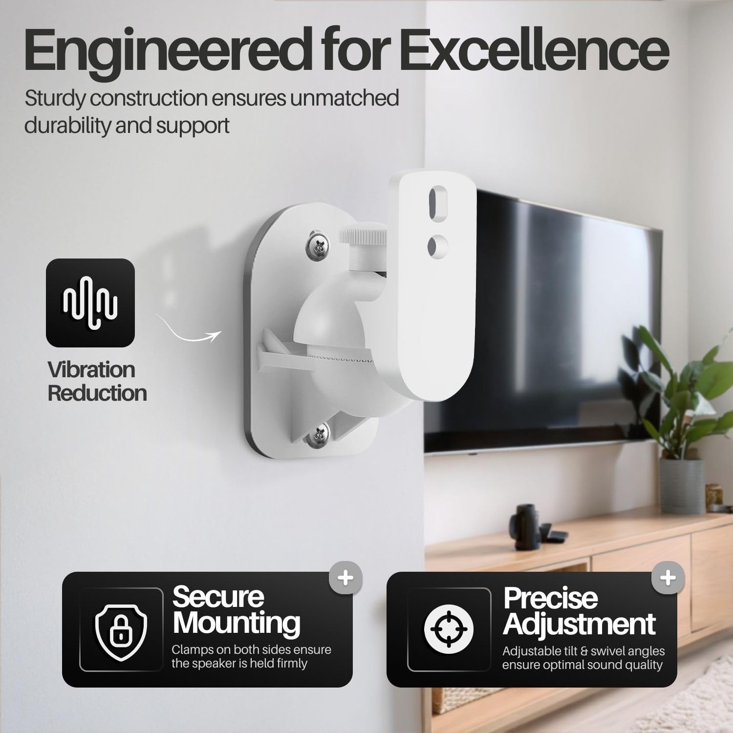 TNP Universal Satellite Speaker Wall Mount Bracket Ceiling Mount Clamp with A...