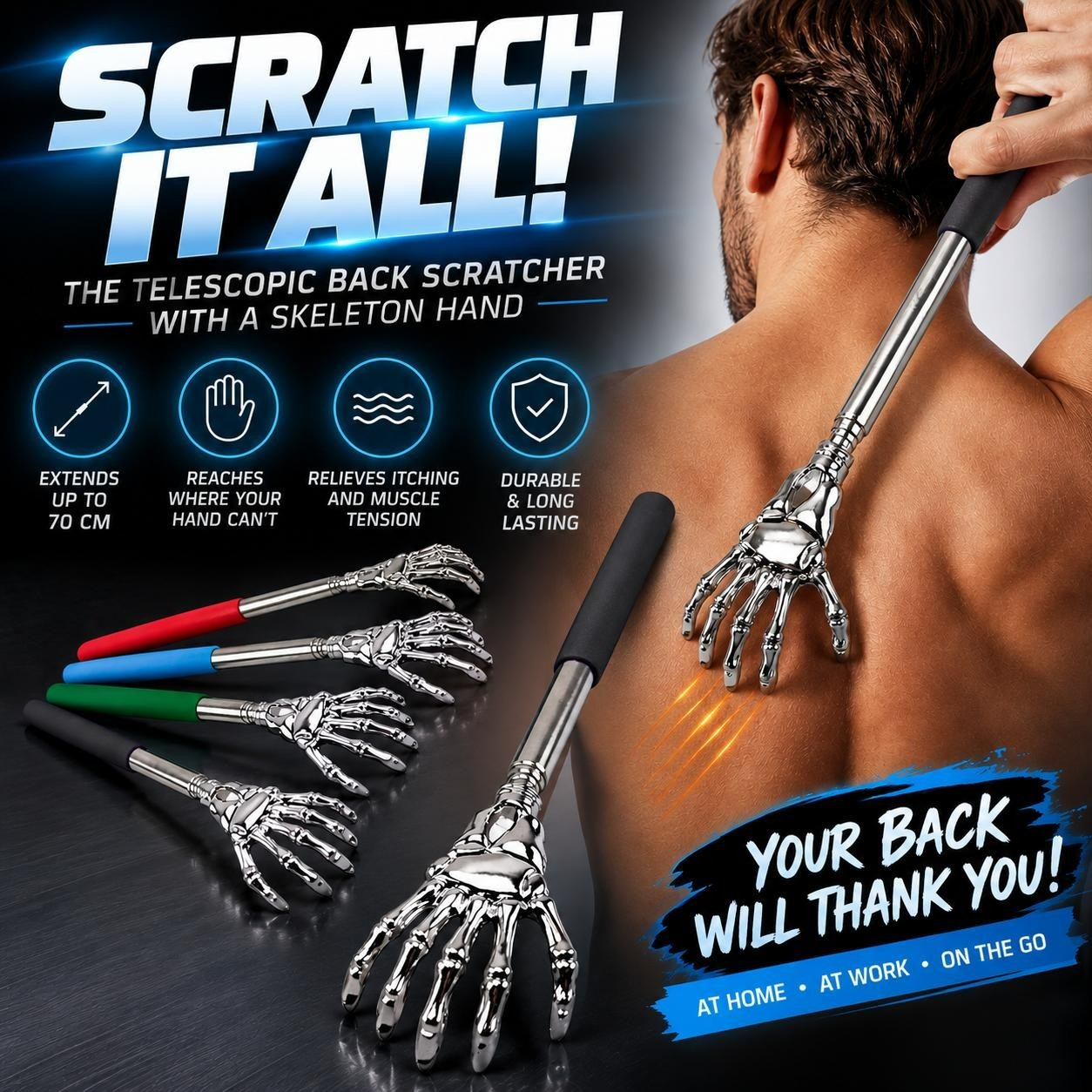 Adjustable Telescopic Back Scraper - Birthday Gift, Medical, Massage