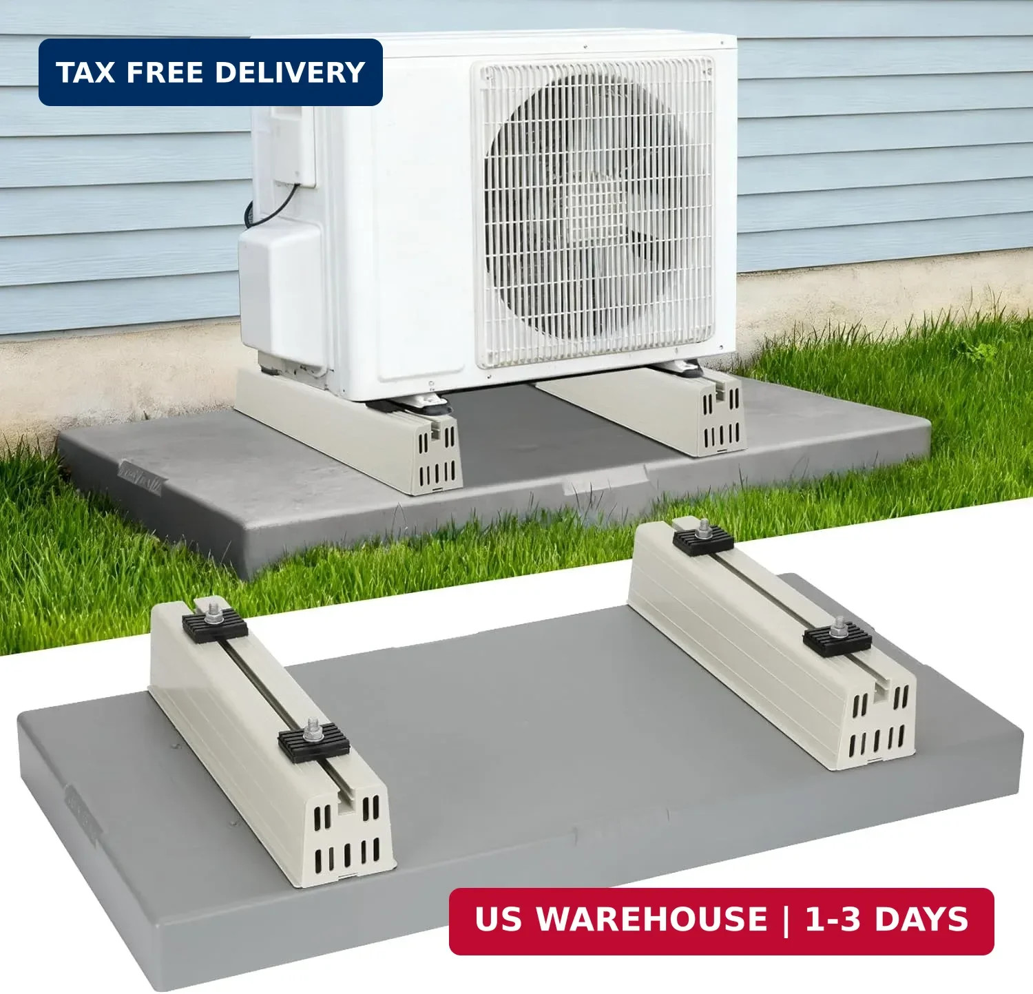 Mini Split Pad with Floor Mounting Base Kit, 38"x18"x3" Mini Split Condenser Pad
