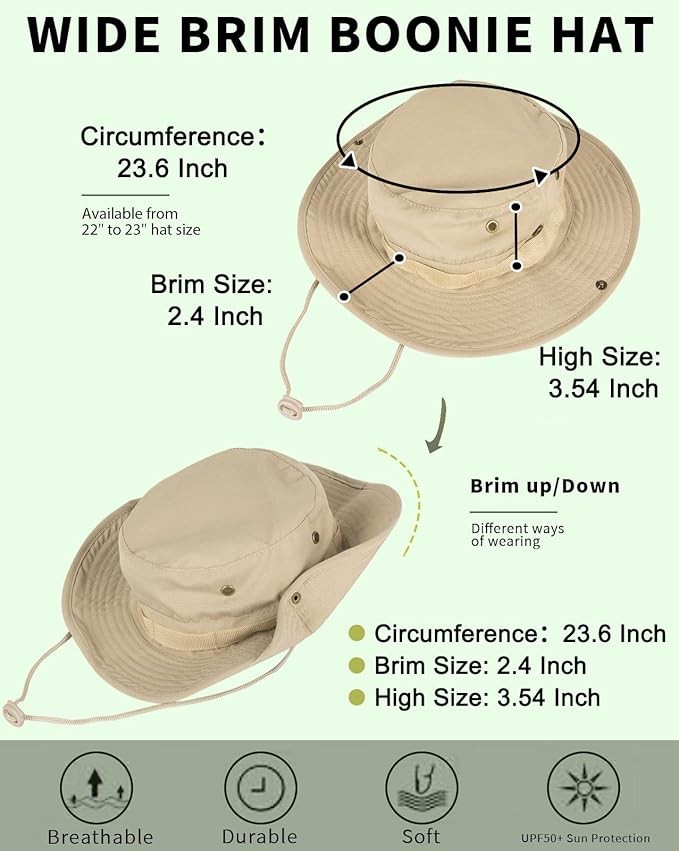 UPF 50+ Sun Hat for Men/Women, Foldable Boonie UV Protection