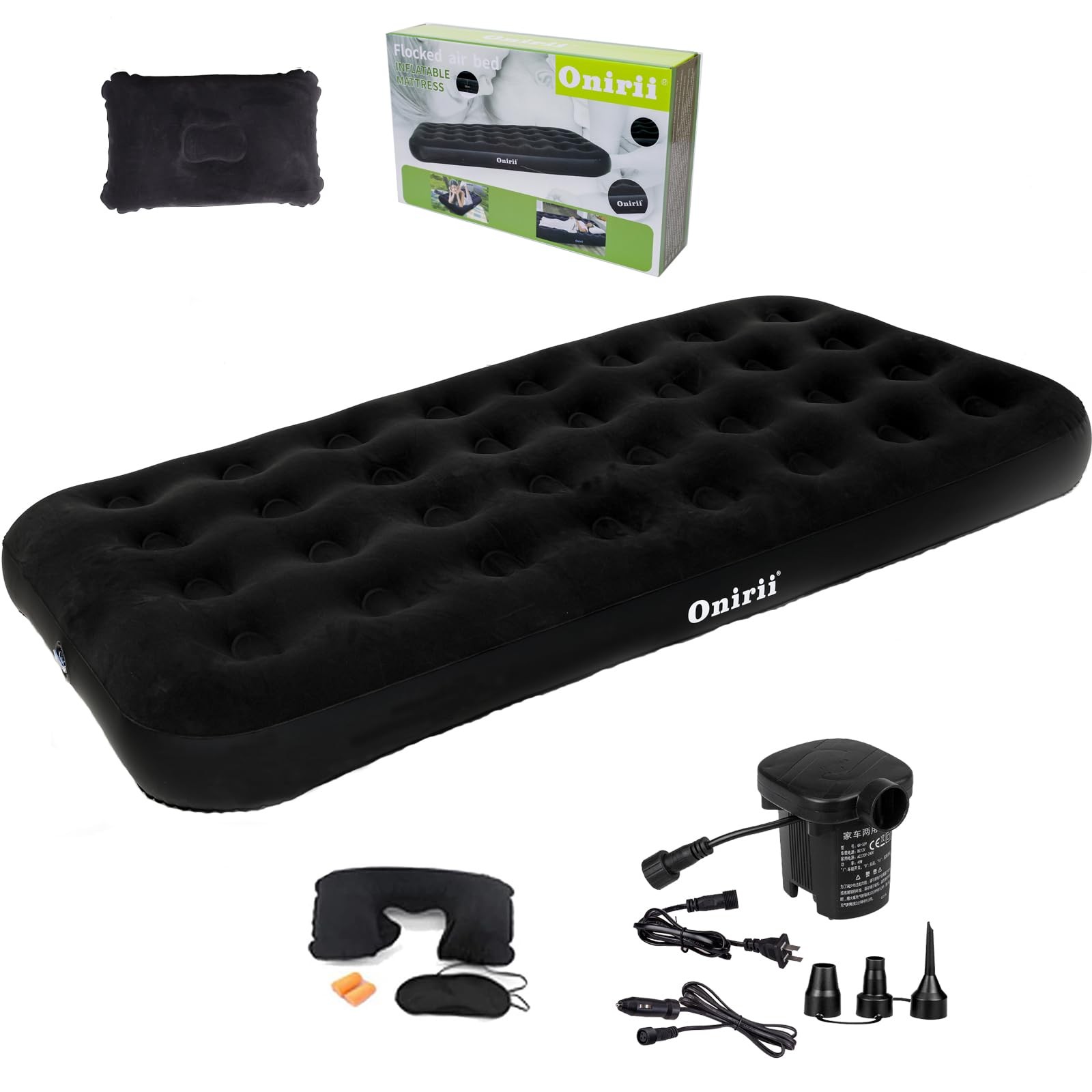 Onirii Twin Size Single Camping Air Mattress Bed with Air Pump,Inflatable Travel