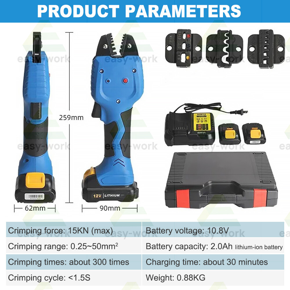 Electric Hydraulic Crimping Pliers Terminal Cable Wire Stripper Rechargeable