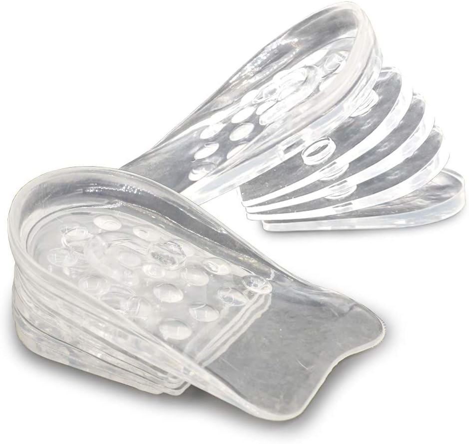 Dr.Foot Adjustable 5-Layer Height Increase Insoles, Silicone Heel Transparent