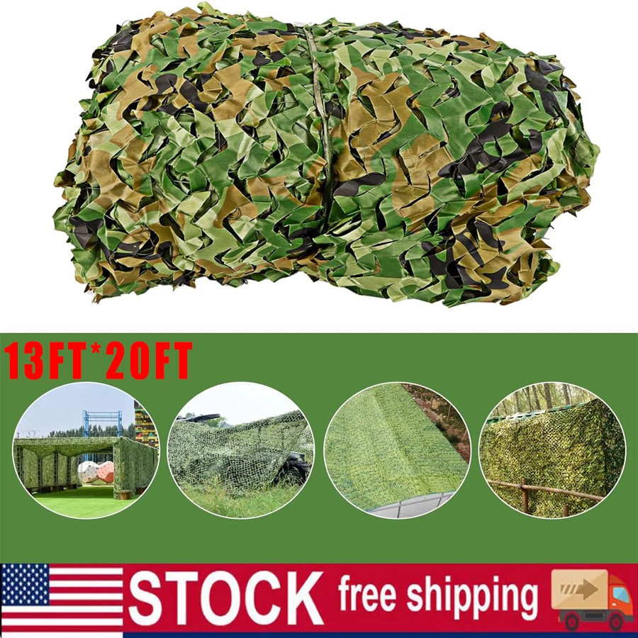 Camping Camo Tactical Netting Cover 13x20Ft Camouflage Net Polyester Fabric