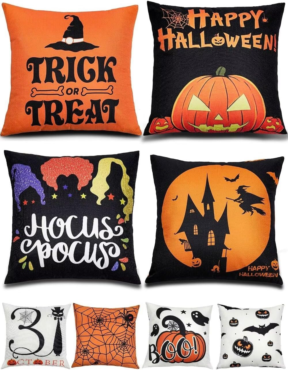 Halloween Decorations Double-Side Printing Pillow Covers 18'' X 18'' Set of 4, w