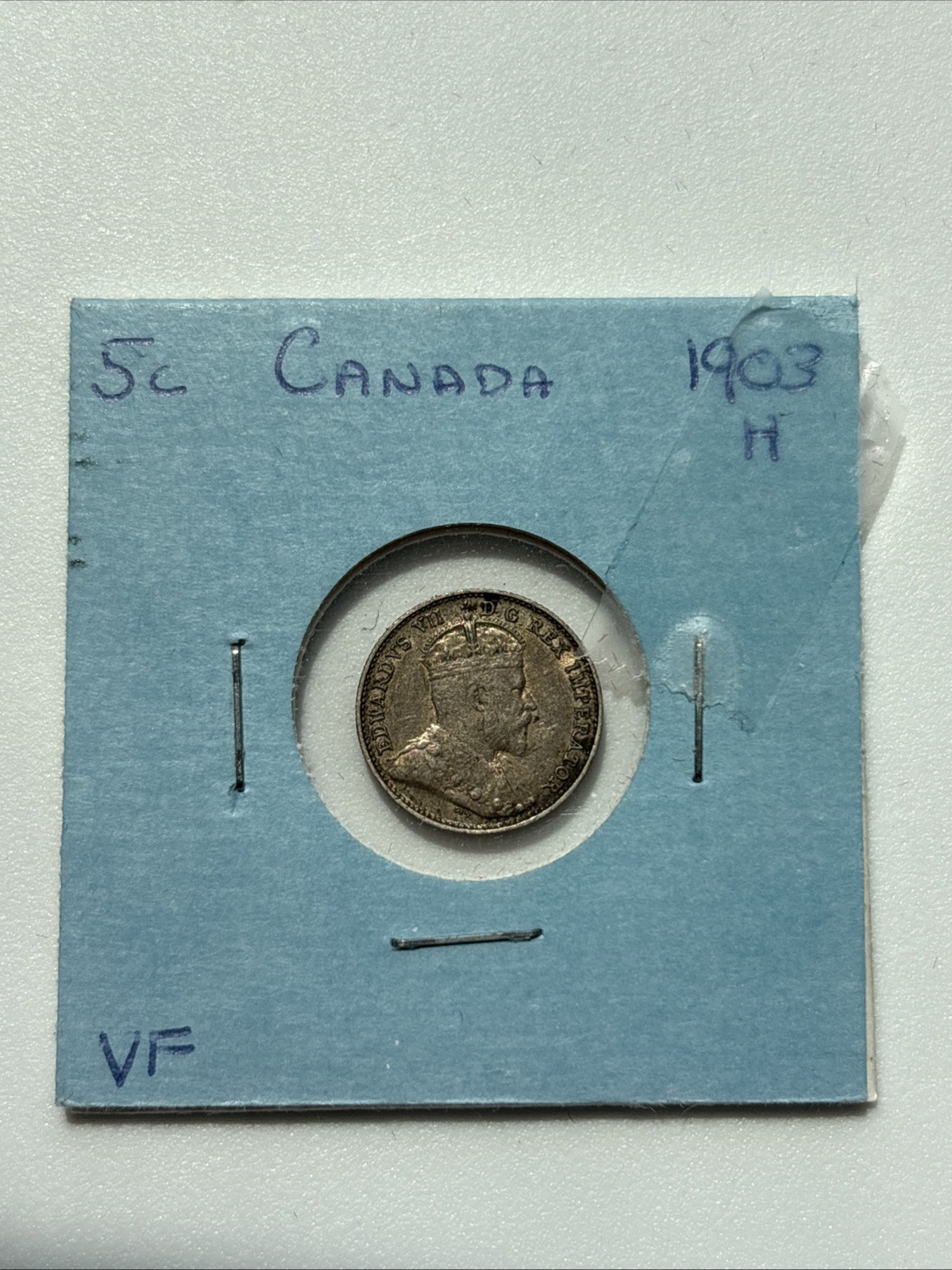 1903 H Canada 5 Cents Coin Money 💰 Silver 0.925 15.5mm VF Very Fine