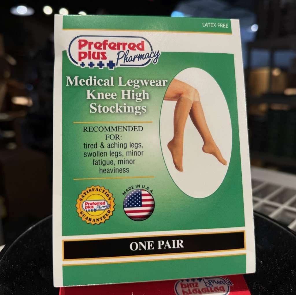 Preffered Plus Medical Legwear Knee High Stockings, 30-40mmHg (Size: XL) Beige
