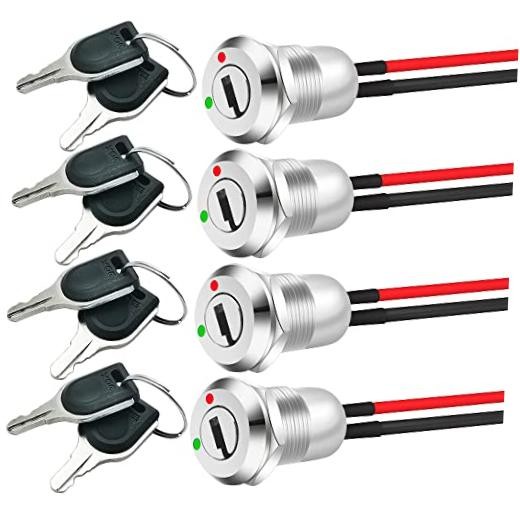 Gebildet 12mm On/Off Metal Key Lock Switch Prewired Key Prewire Key Lock Switch