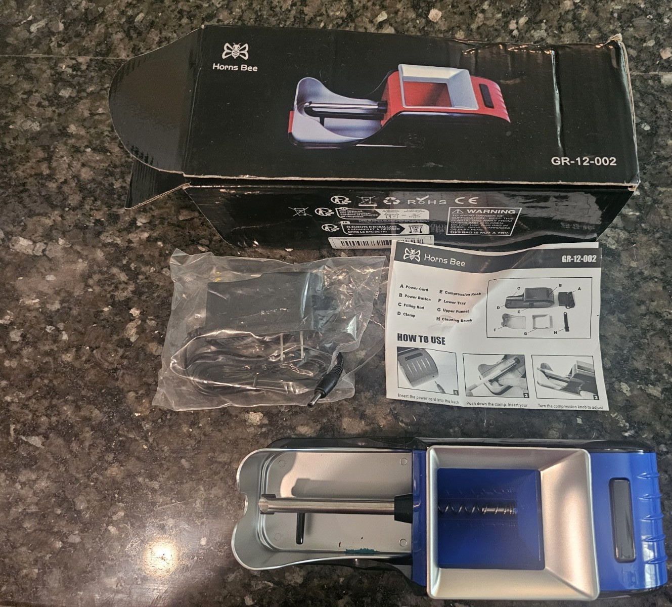 Horns Bee GR-12-002 Electric Cigarette Rolling Machine w/ Box