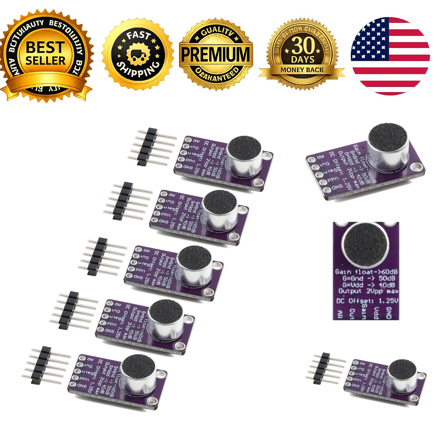 5Pcs Microphone AGC Amplifier Module MIC Sound Sensor for Arduino Raspberry Pi