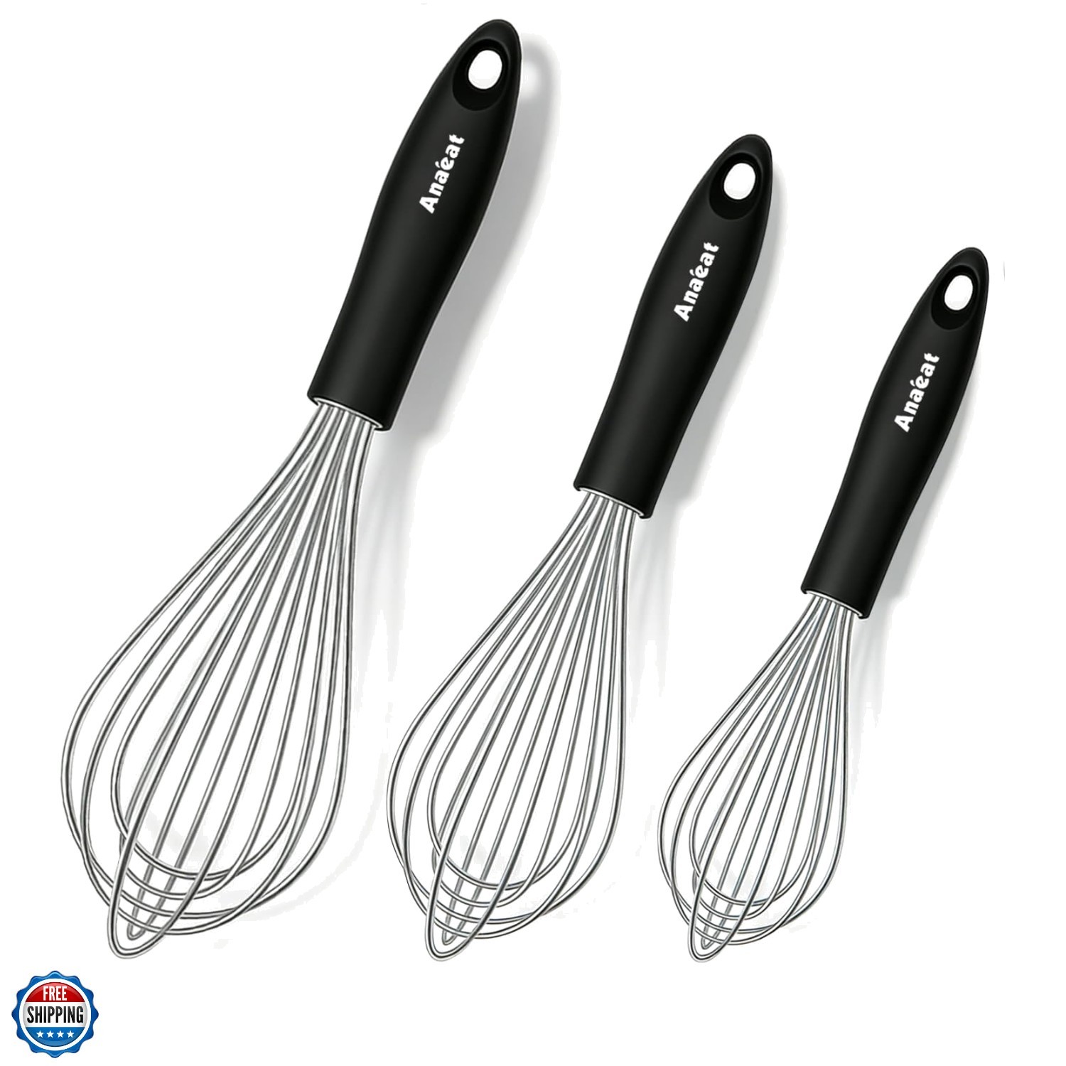 3 Packs Stainless Steel Whisk Set - Balloon Whisk, Thick Stainless Steel Wire...