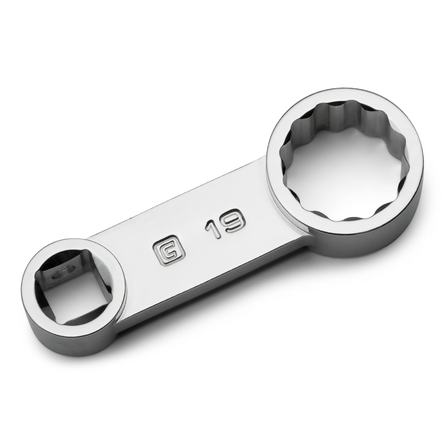 3/8 inch Drive 19 mm Torque Adapter, 12-Point Box End, Chrome Vanadium Steel