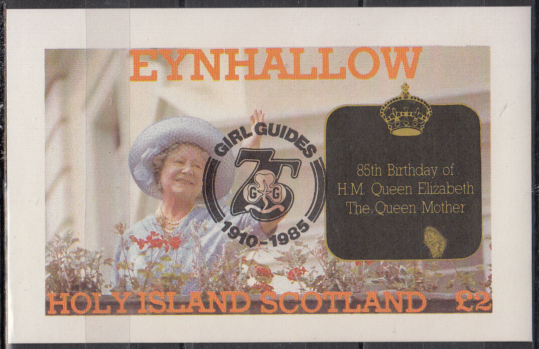W EYNHALLOW ST 006 GIRL GUIDES BLACK OVPT ON QUEEN ELIZABETH DE LUXE SS