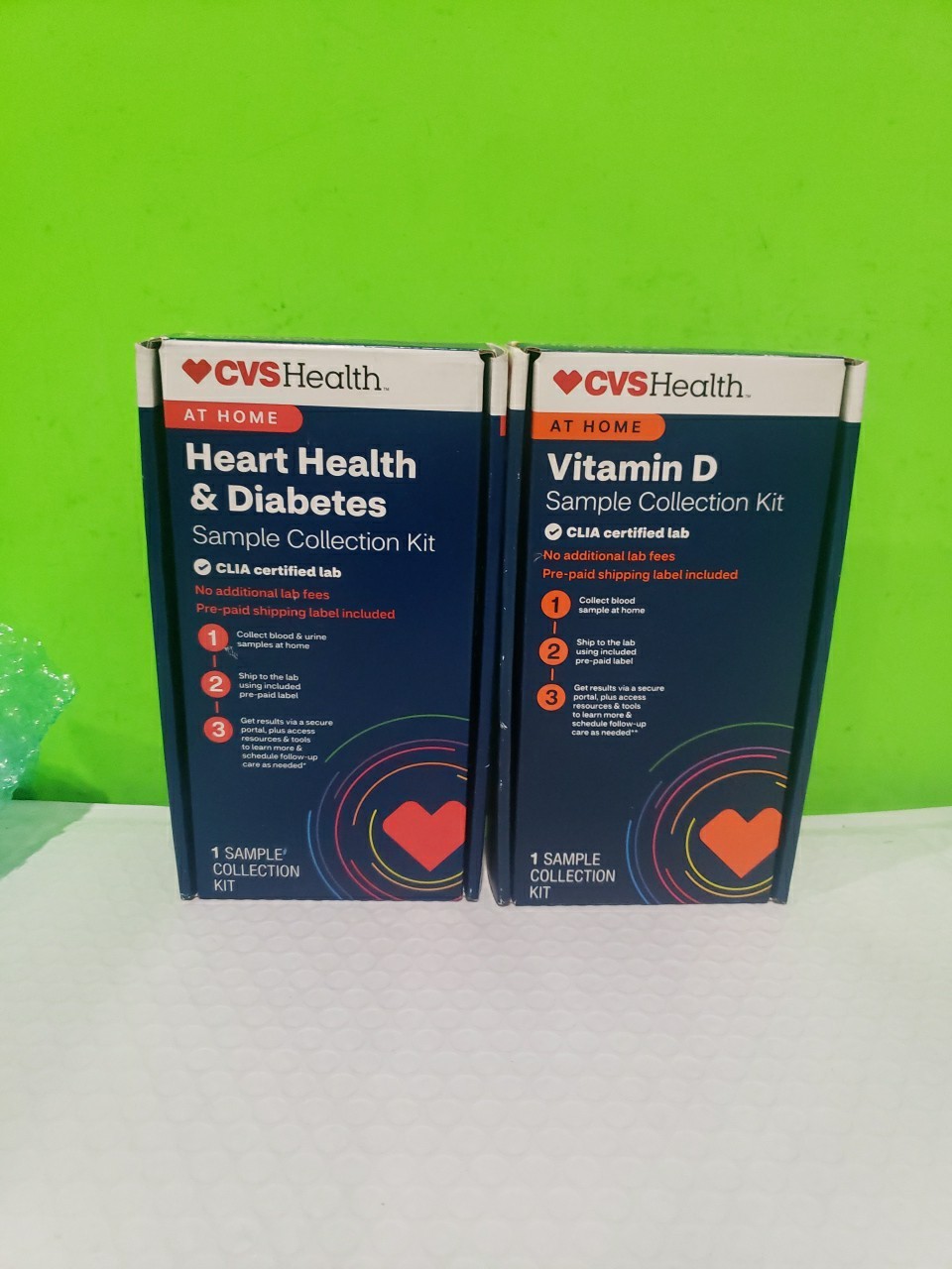 2 CVS Heart Health & Diabetes Home Test Kit No Lab Fees - Exp 5/27 Brand New