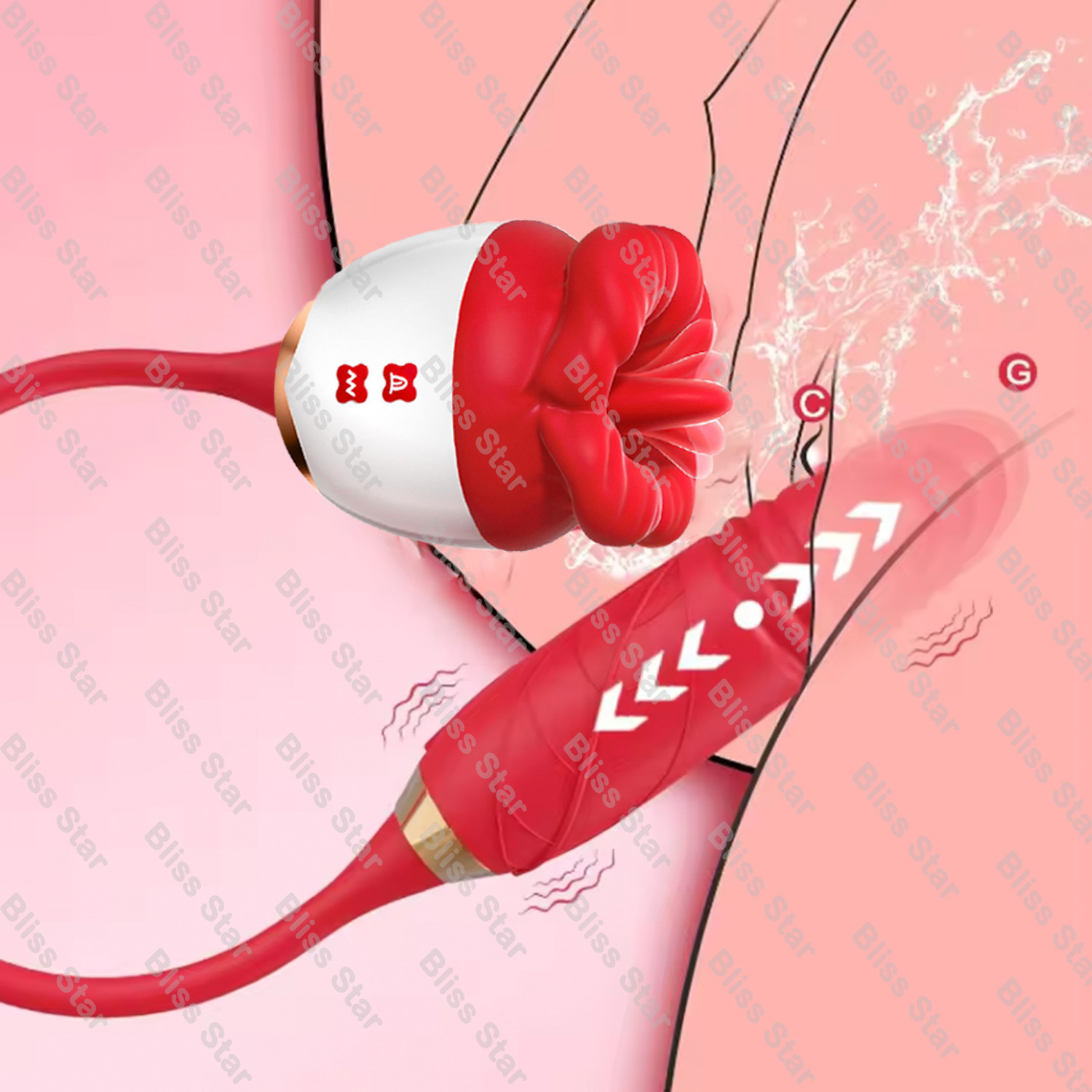 Rose Clit Sucking Vibrator Thrusting G-spot Dildo Massager Sex Toys for Women