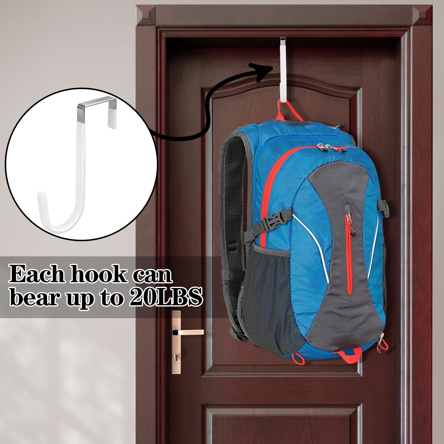 10 Pack Over The Door Hook, Door Hooks, White Rubber Surface Prevent Scratch ...