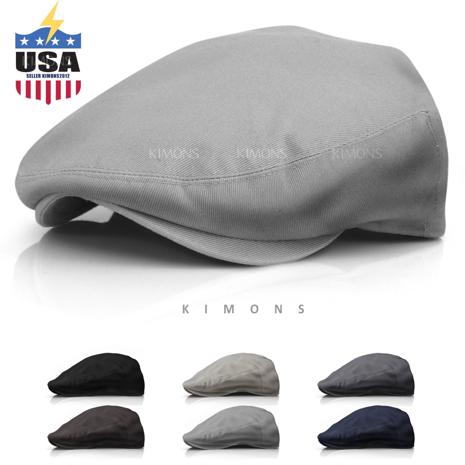 Fitted Mens Cotton Flat Cap Summer Golf Driving Ivy Hat Retro Gatsby Cabbie Cap