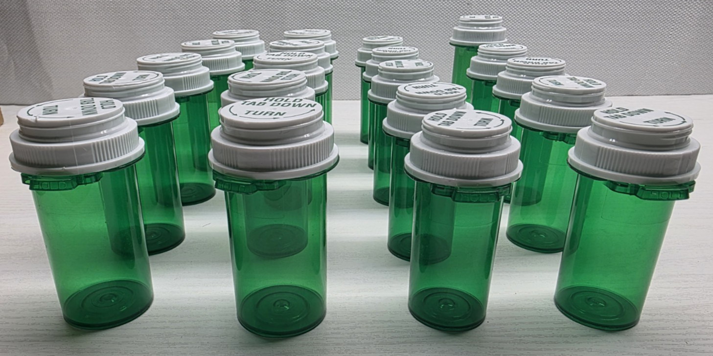 20 Pill Bottles Empty Plastic Rx Prescription Med Emerald Green Storage Crafts