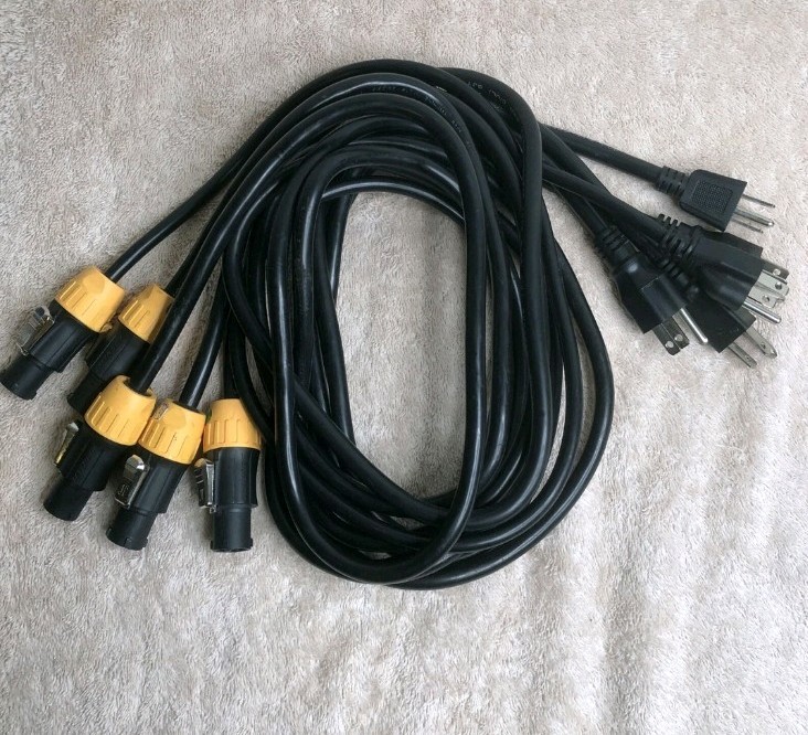 Lot Of 5 Adapter 5 ft Edison Plug To PowerCON True1 Female 14 AWG  300V SAC3FX