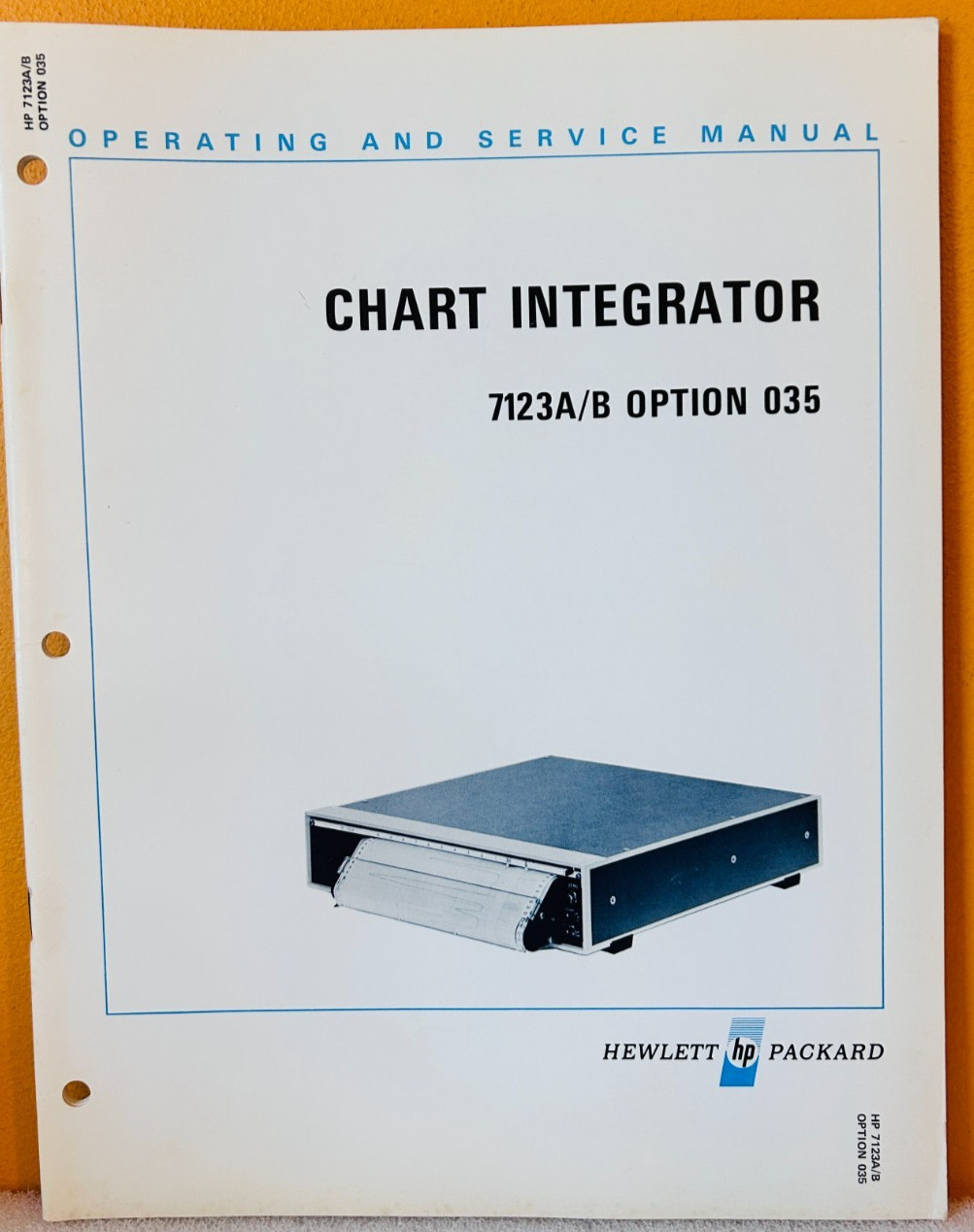 HP 07123-90001 Model 7123A/B Option 035 Chart Integrator Oper & Service Manual.