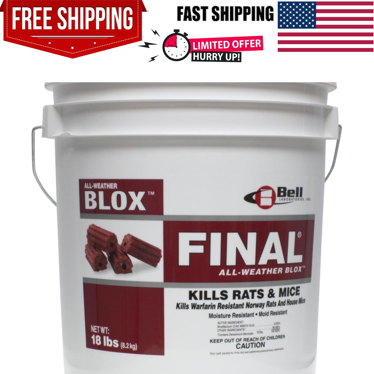 18 lbs of Final Blocks Rodenticide - Trusted Spray for Rodent Infestations