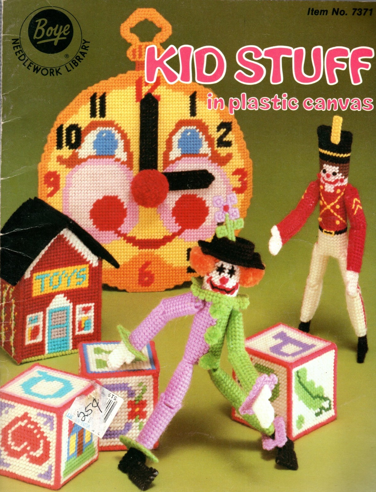 Boye 7371 KID STUFF Clown Toys School Bus Plastic Canvas Pattern Leaflet
