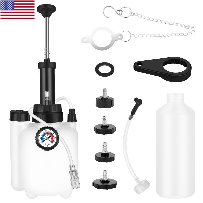 3L Pressure Brake Clutch Fluid Bleeder Bleeding Kit 4 Master Cylinder Adapters