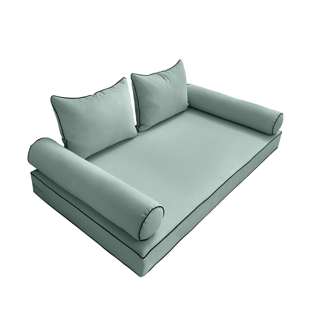 Style4 5PC ContrastPipe Daybed Mattress Bolster Pillow Cover Only TwinSize AD002