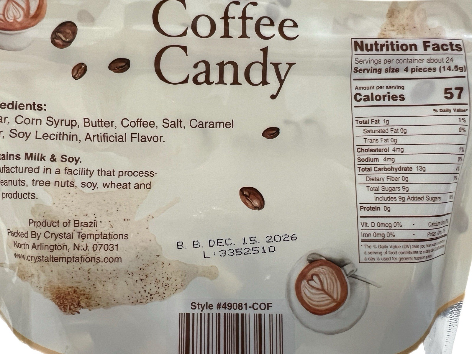 Candy Cafe Coffee Candy Gourmet Hard Candy 12 oz Bags 2 Pack
