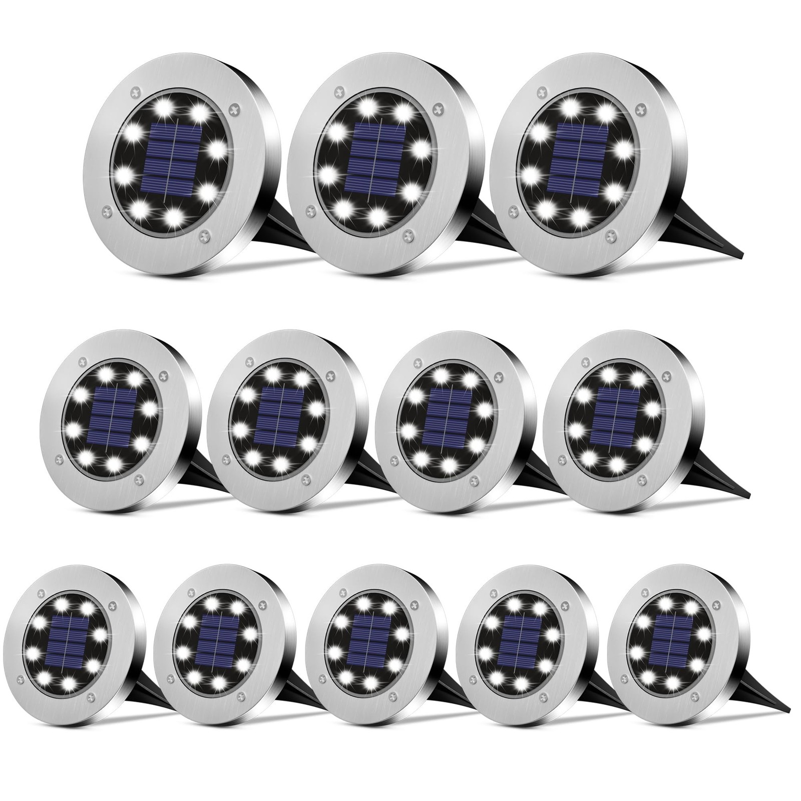 Solar Lights Outdoor 12 Pack, Solar Garden Outdoor Waterproof Pathway Lights ...