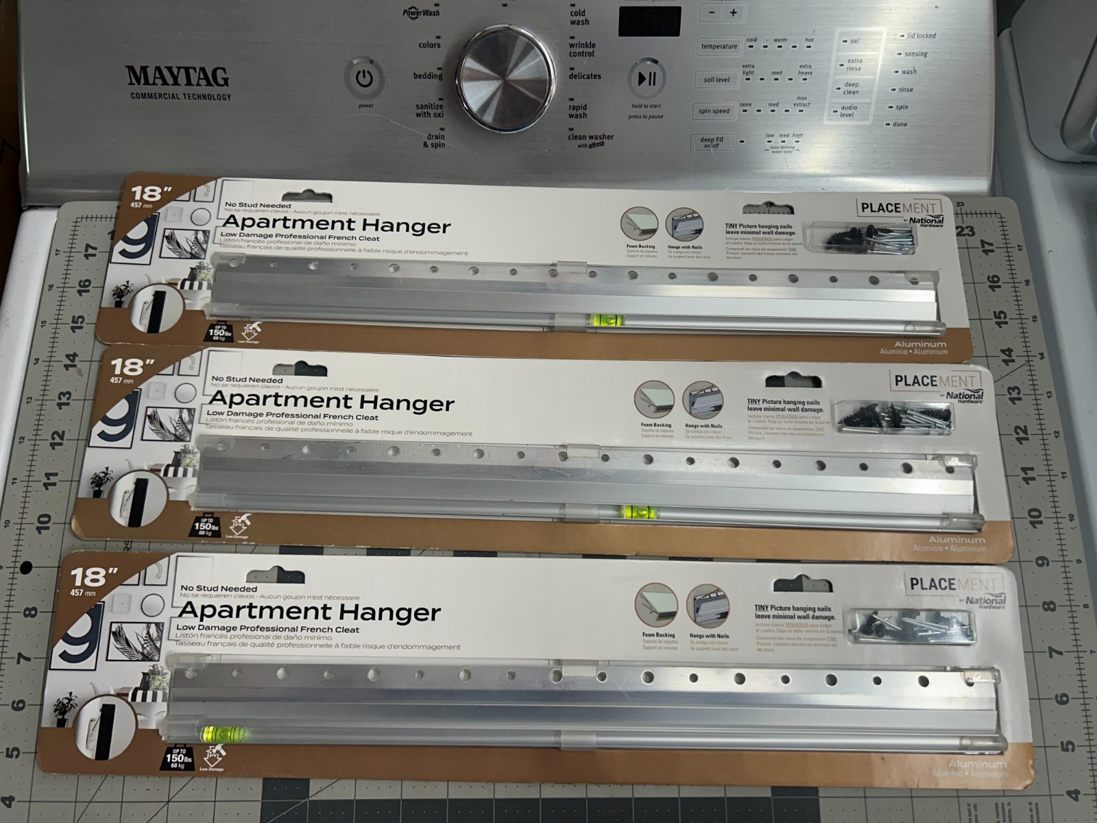 3-pack lot National N260-122 18" Apartment Picture Hanger Minimal Damage Drywall