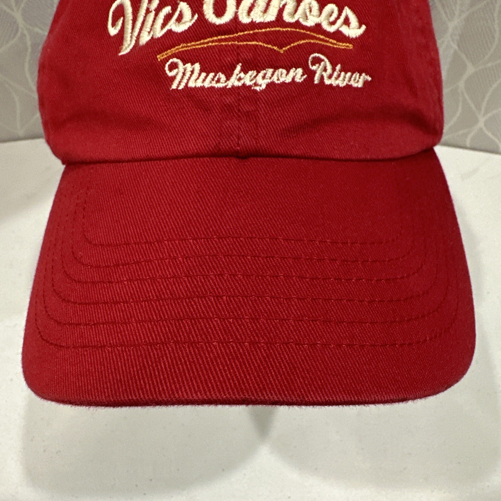 Vic’s Canoes Muskegon River Red Hat Cap Strap Buckle Cotton